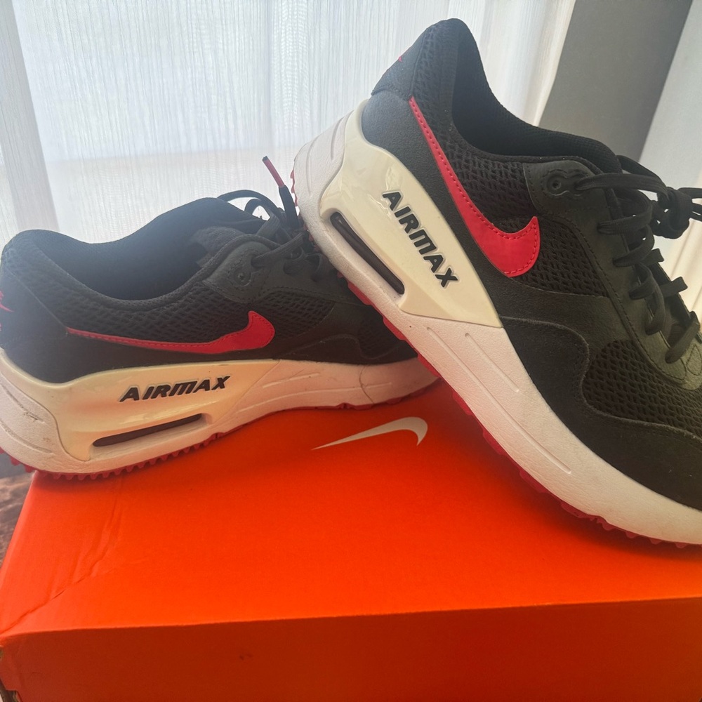 Nike Air Max Black and White with Red Accents